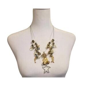 Statement Nautical Ocean Charm Necklace Starfish Seashell Dolphin Seahorse